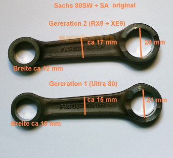 Kurbelwelle Sachs 80 SW + SA, Vollwange, RITO, 48 mm Hub (wie Serie), Hercules Ultra 80, RX9, XE9, KTM 80