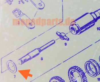 Scheibe Schaltwelle links Sachs 80S 80SW, 125 (1251) 5 und 6-Gang mit gefederter Schaltung