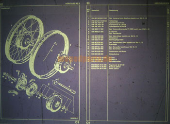Distazstück Hercules XE9 mit 140 mm Bremsen, Vorderrad links