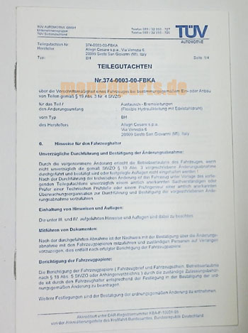 Bremsleitungs - Kit Hercules Ultra, Doppelscheibenbremse, schwarz, Stahlflex, Allegri Cesare s.p.a.