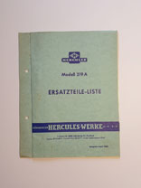Ersatzteilliste, gebraucht, Hercules Modell 219 A Ersatzteilliste, gebraucht, Hercules Modell 219 A