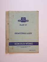 Ersatzteilliste, gebraucht, Hercules Modell 221 Ersatzteilliste, gebraucht, Hercules Modell 221