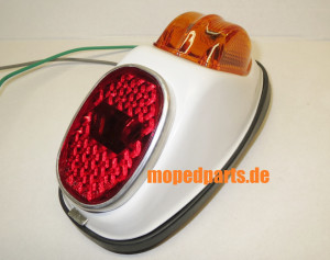 Rücklicht mit Bremslicht, weiss, 139 x 71 mm