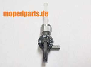 Benzinhahn rechtsabgehend  12x1 mm Gewinde, Filterlänge 37 mm, Hercules Sachs, Zündapp