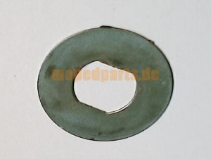 Sicherungsscheibe Zündapp, D 30,1 mm, Langloch ca 14,3x12,2 mm, Stärke 0,5 mm, aus Altbestand