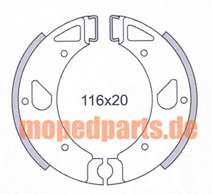 Bremsbacken Kreidler 116x20 mm