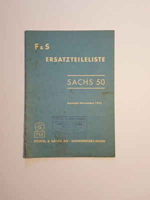 Ersatzteilliste, gebraucht, Sachs 50