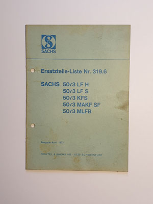 Ersatzteilliste, gebraucht, Sachs 50/3 LF H, LF S, KFS, MAKF SF, MLFB