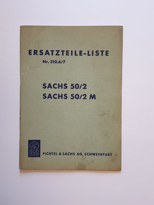 Ersatzteilliste, gebraucht, Sachs 50/2 und 50/2 M 