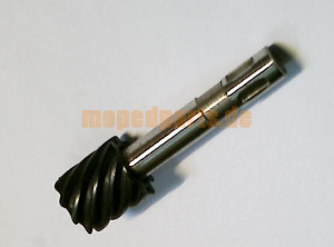 Schraubenritzel 9 Zähne, L 43,8 mm, D 11,9 , 6 mm, innen 3,5 , 3 mm, Höhe Zahnkranz 12,9 mm, aus Alt