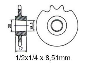 Ritzel pinion 14 Z KTM 50 geschloßsse.Kettenkasten