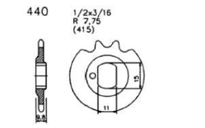 Ritzel, sprocket, 12 Z. Kreidler K 54/404, K 54/42 D, Mokick RM 50 ccm