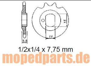 Ritzel 16 Zähne, Kreidler Florett RS, RSH, Kreidler 80, Hersteller Esjot