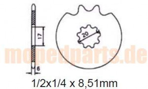 Ritzel 14 Z., für Puch Monza GSL, M50 Jet, Cobra
