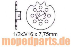 Ritzel 14 Z., für Puch Maxi, Monza, Imola, MS, VS, X50