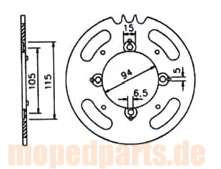 Kettenrad 45 Z, für Puch X30, mit versenkten Schraublöchern