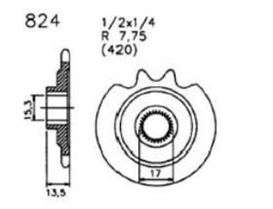 Ritzel, sprocket, 16 Zähne, Zündapp KS 50, Hersteller Esjot