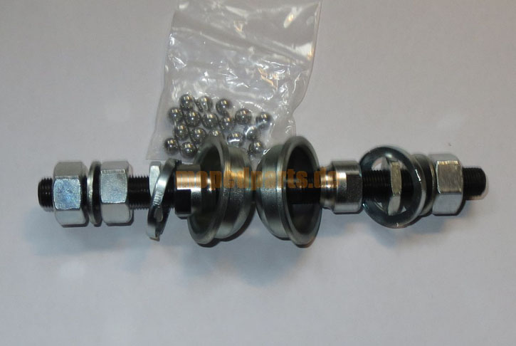 Vorderachse M11x154 mm mit Konen, Staubdeckel und Lagerschalen, Hercules Prima, M-Reihe, Optima