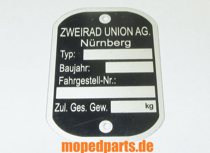 Typenschild Rahmen, Zweirad Union AG