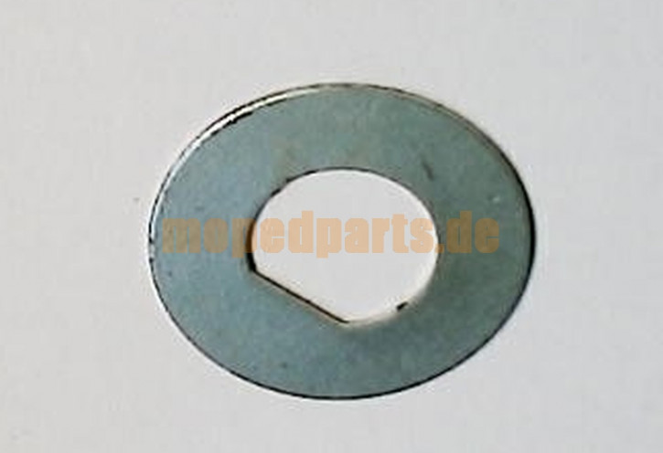 Sicherungsscheibe Zündapp 444, D 20,3 mm, Langloch ca 10,1x9,35mm, Stärke 0,5 mm, aus Altbestand