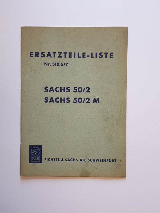 Ersatzteilliste, gebraucht, Sachs 50/2 und 50/2 M 