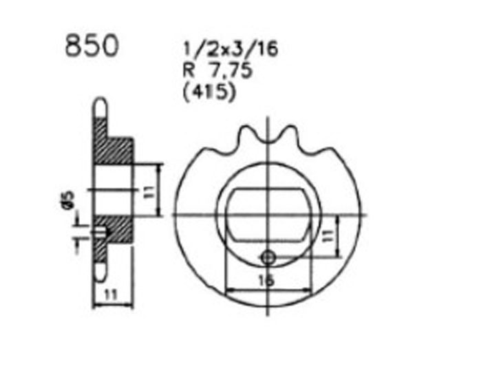 Ritzel, sprocket, Zündapp, 13 Zähne, CS25, Hai 25, Hersteller Esjot
