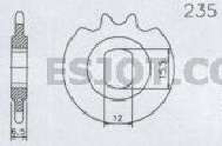 Ritzel 15 Z. Hercules Prima GT, KTM Mofa, Sachs 50/3 ML, Sachs 506, Langloch 15,5x12 mm, Esjot